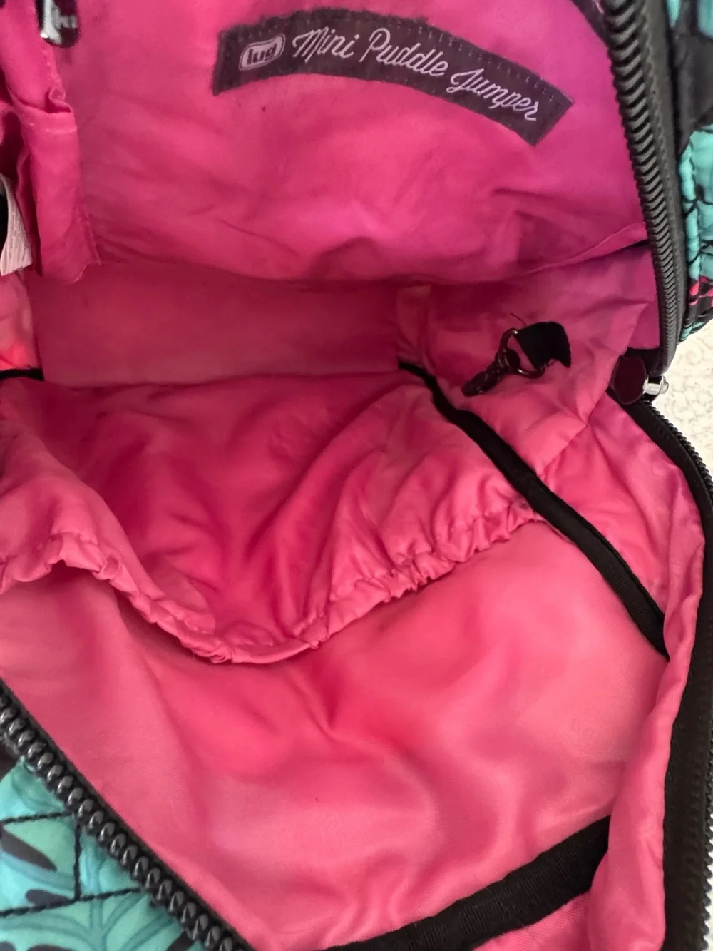 Lug Mini Puddle Jumper Flamingo Black Tropical Travel Tote Bag Discontinued